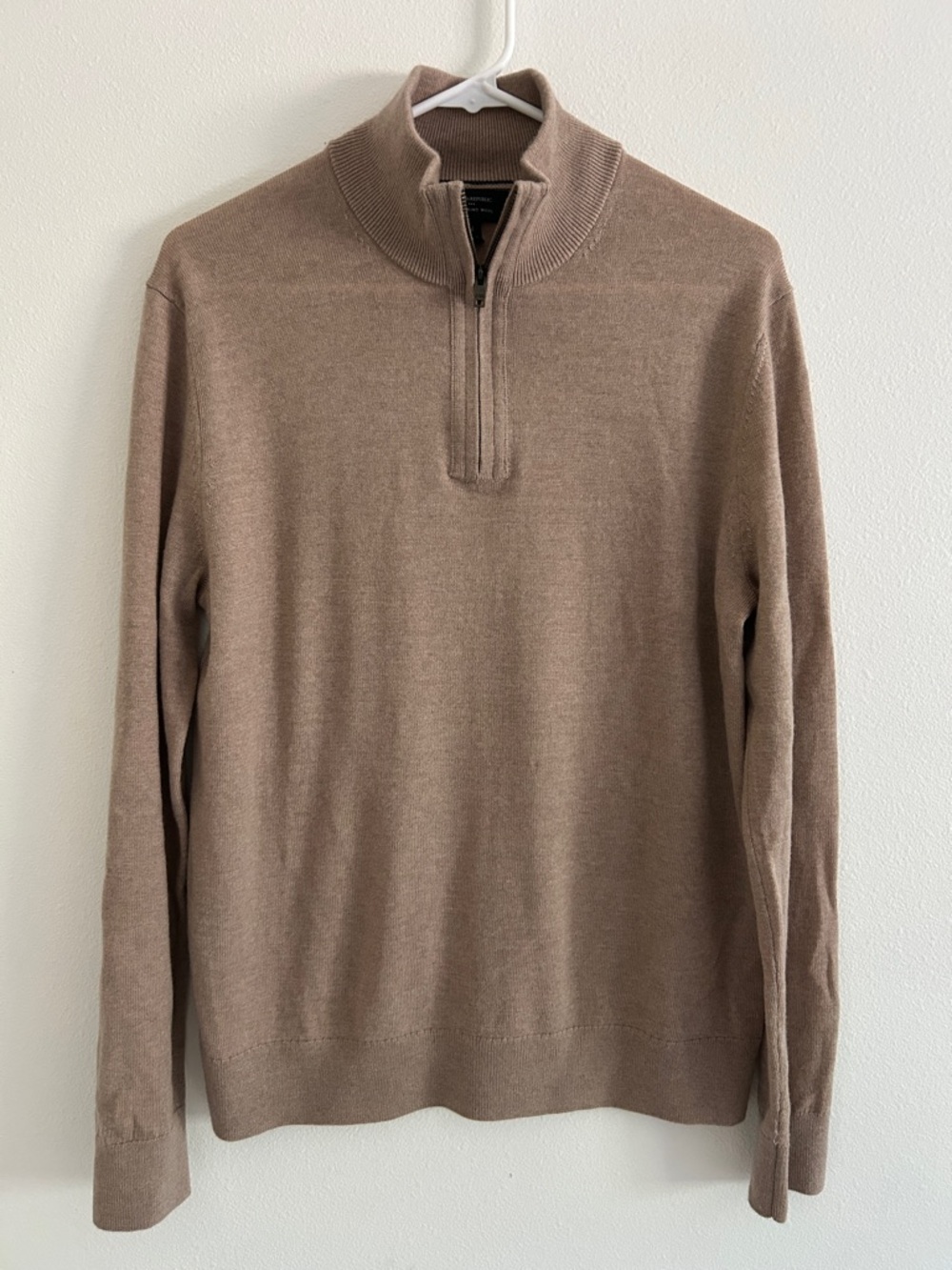 Banana Republic Merino Wool Quarter Zip Sweater Tan Medium